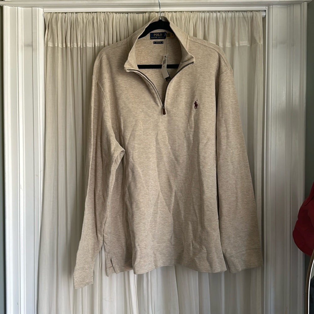 Polo Ralph Lauren quarter zip in dune/tan colorway NEW WITH TAGS
